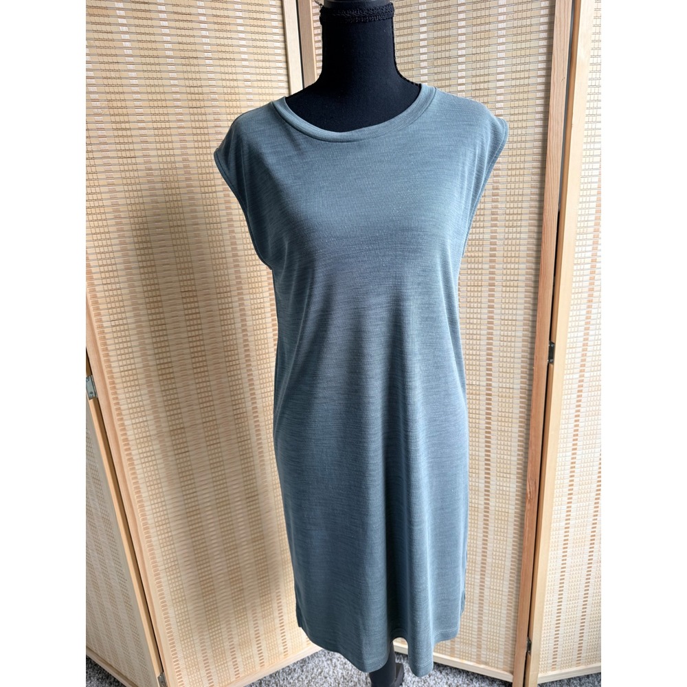 Nicole Miller New York Womens Ribbed Knit Sleeveless T-Shirt Dress Muted Green M
